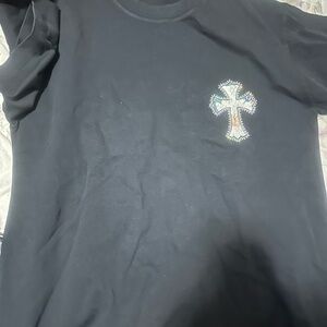 Chrome Hearts Black Tee with Colorful Cross